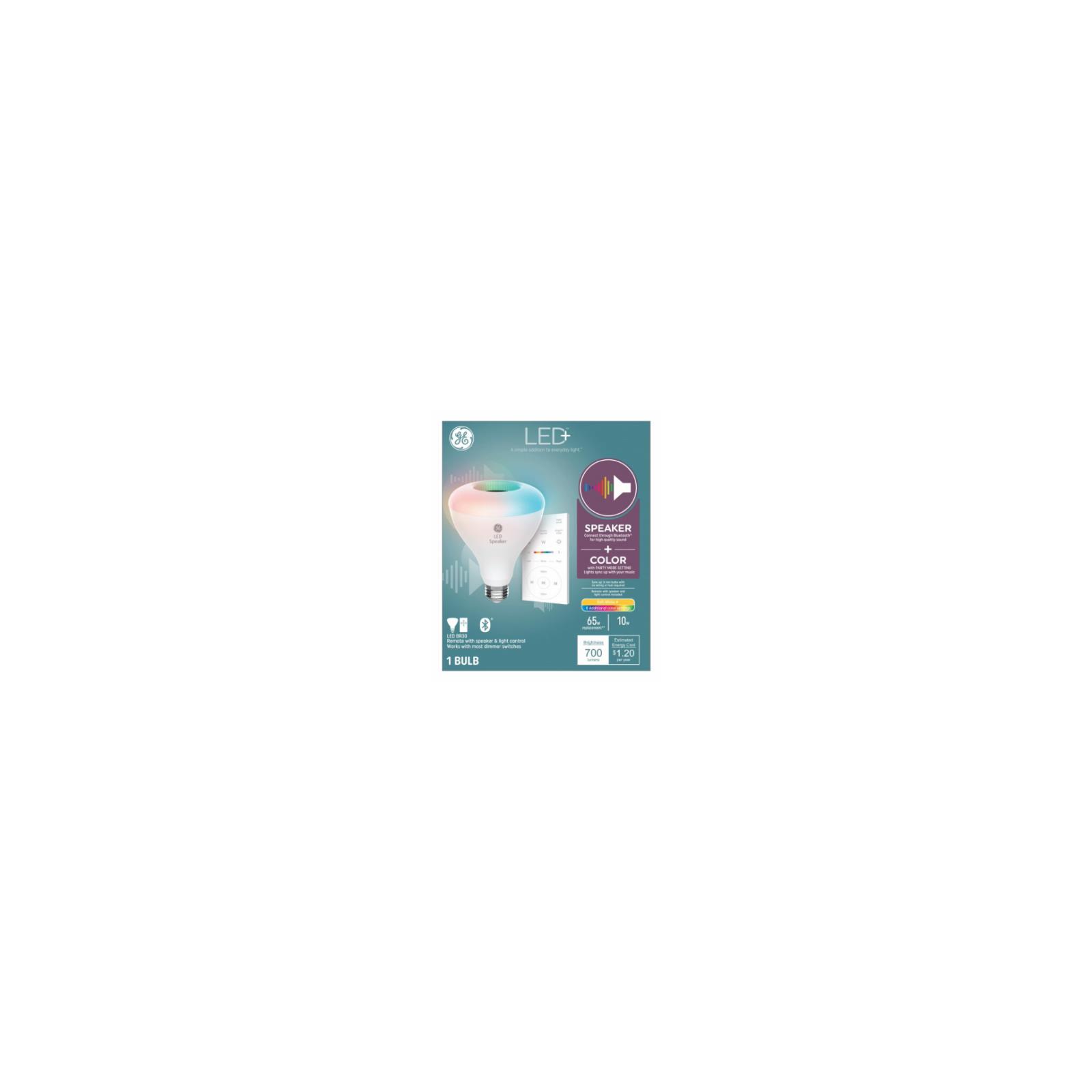 GE 93129778 LED+ Speaker Light Bulb with Remote, Multicolor Syncs to Music, BR30, 10 Watt - Quantity 1